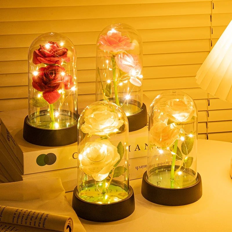 Glowing Galaxy Rose LED Decor