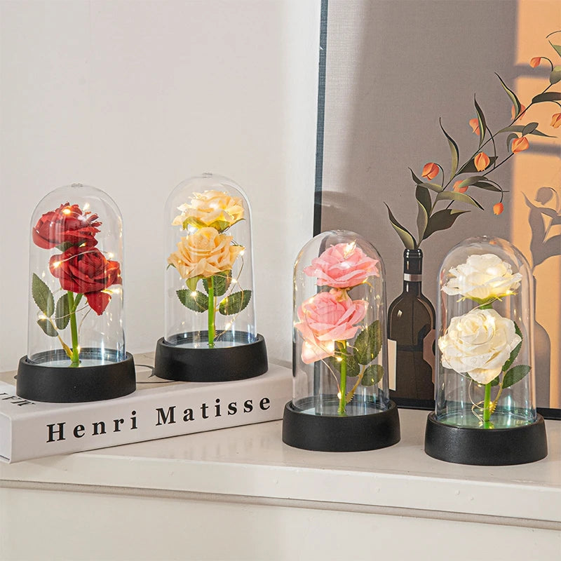 Glowing Galaxy Rose LED Decor